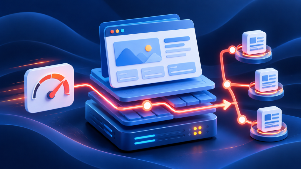 Ilustração abstrata de SEO técnico para WordPress