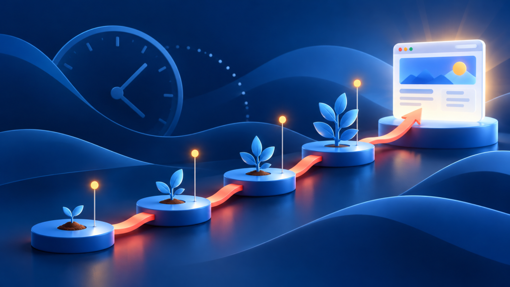 Ilustração abstrata sobre o tempo necessário para obter resultados de SEO